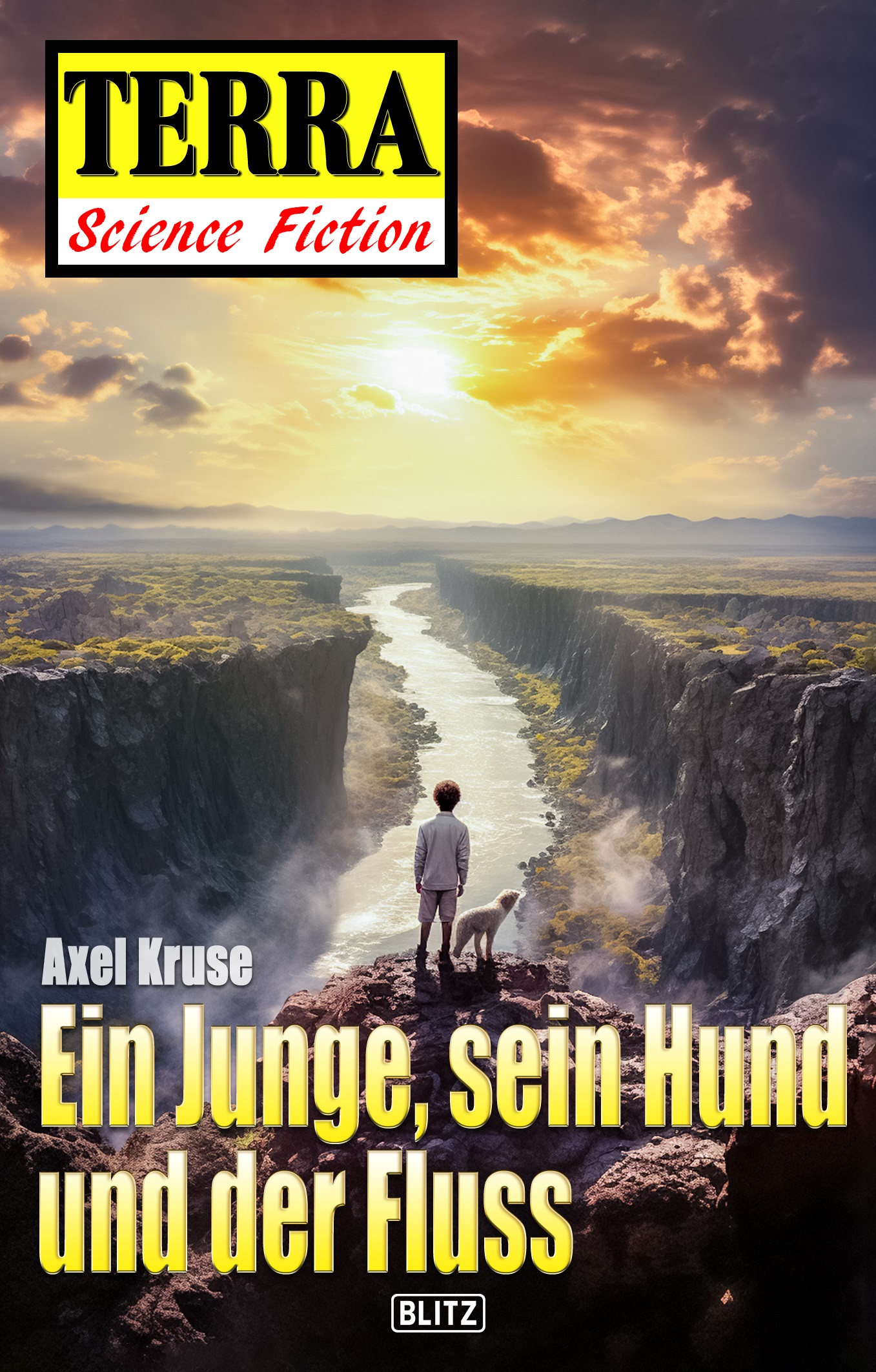 Ein Junge sein Hund und der Fluss